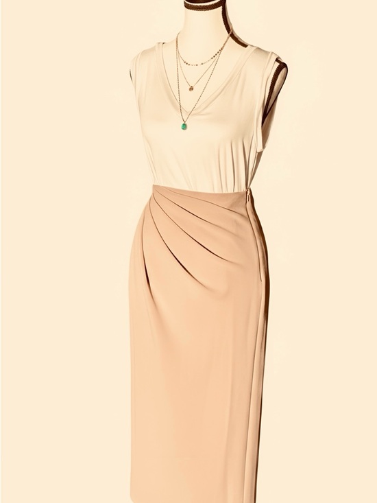 Abercrombie & Fitch Dresses & Skirts - Abercrombie & Fitch Light Beige Midi Skirt with Ruched Detailing - XXSP, New